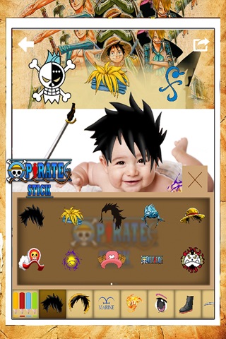 Manga & Anime One Piece Sticker Camera : "Otaku Luffy WANTED EDITION" screenshot 2