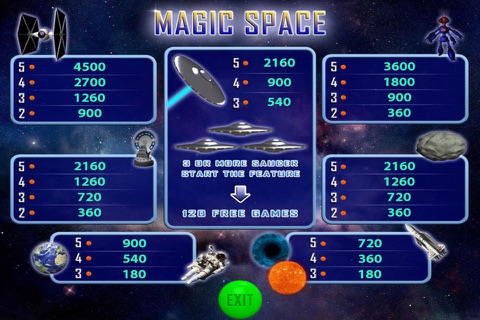 Magic Space slot machine screenshot 3