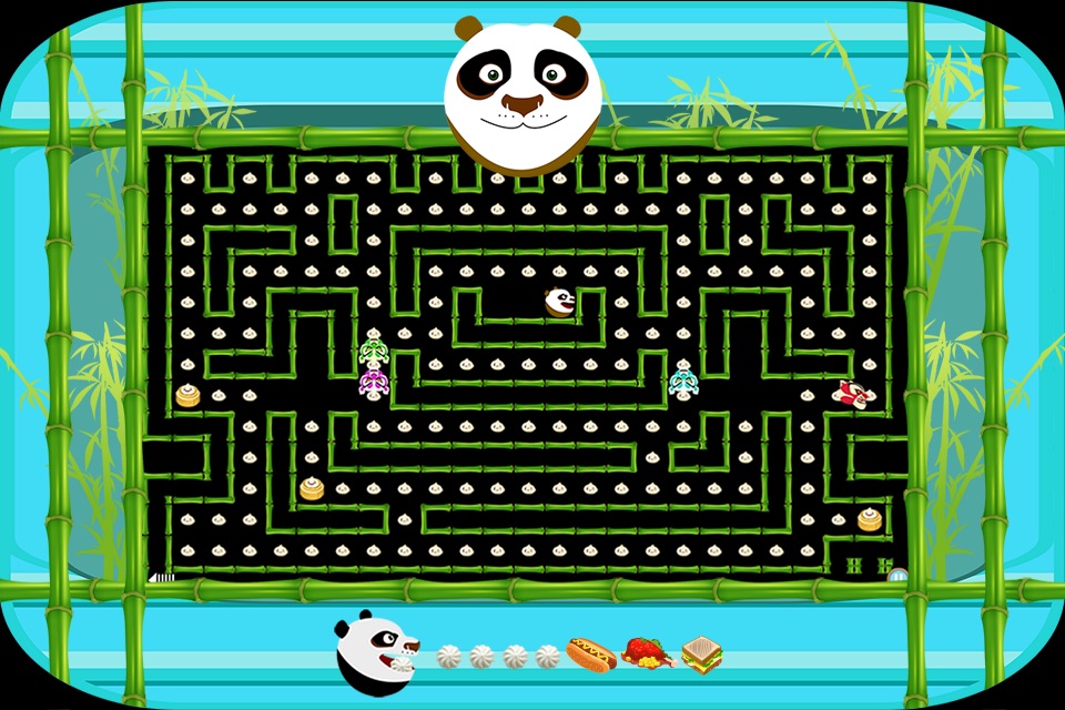 Pac Panda - kung fu man and monsters in 256 endless arcade maze screenshot 2