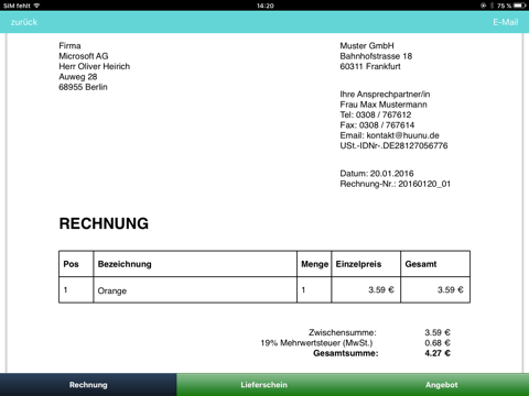 Скриншот из Rechnung App