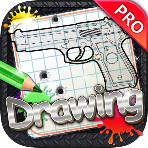 Drawing Desk Guns and Pistols : Draw and Paint Coloring Books Edition Pro