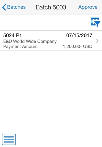 Скриншот из Payment Batch Approvals Smartphone for JDE E1