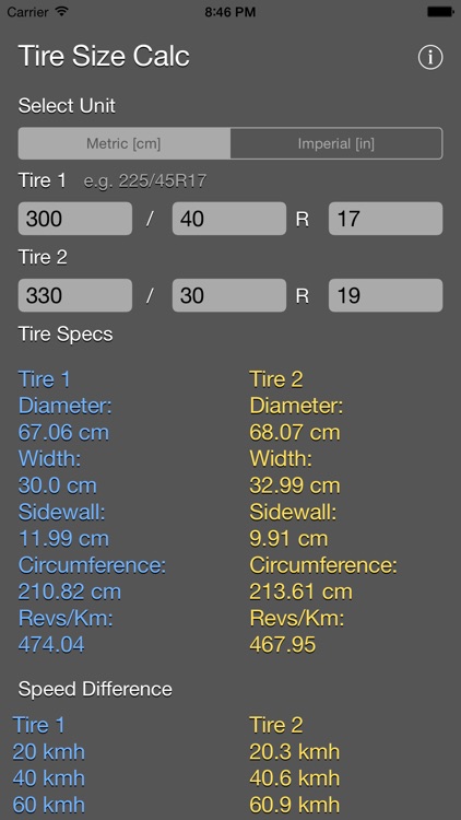 Tire Size Calculator Plus