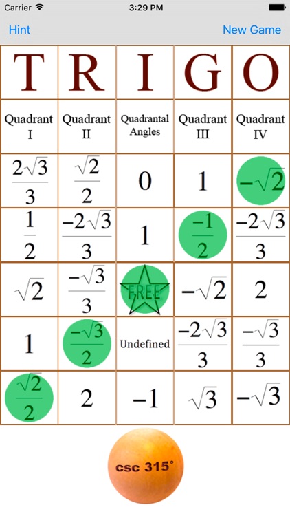 Trigo - Trig Bingo