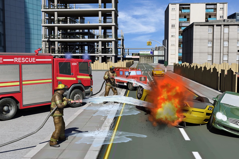Fire Fighter Truck Driver Real Hero 3D Simulator screenshot 2