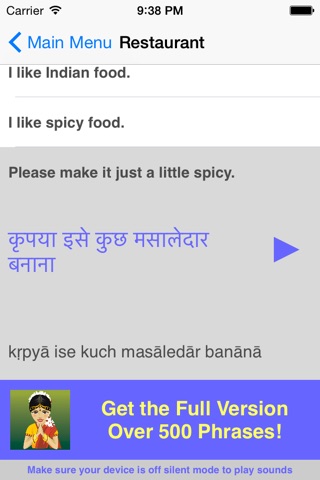 Speak Hindi Travel Phrase Lite screenshot 2
