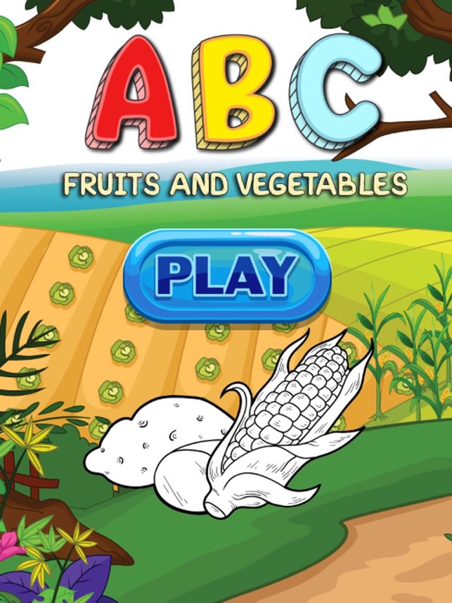 ABC Fruits And Vegetables Coloring Book: Learning English Vocabulary Free For Toddlers And Kids‪!‬