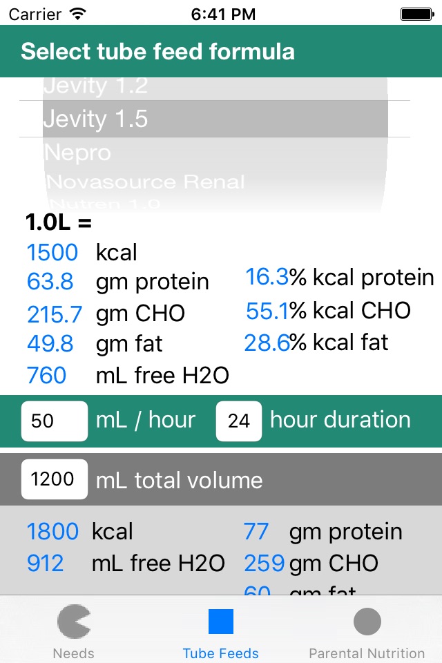 TPN and Tube Feeding - Nutricalc for RDs screenshot 2