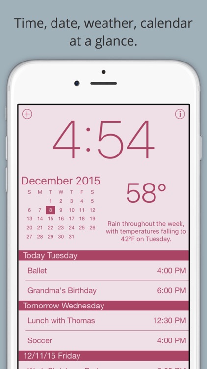 Work Time - Elegant desk top clock with calendar and weather