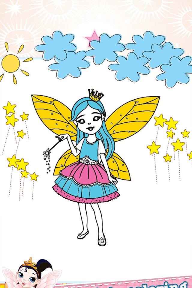 Fairy Princess Drawing Coloring Book - Cute Caricature Art Ideas pages for kids screenshot 4