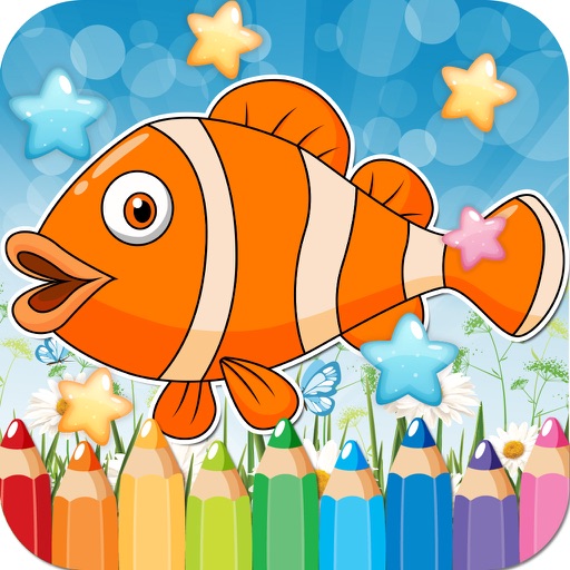 Sea Animals Drawing Coloring Book - Cute Caricature Art Ideas pages for kids iOS App