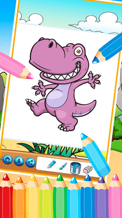 The Cute dinosaur Coloring book ( Drawing Pages ) - Good Activities Education Games For Kids App