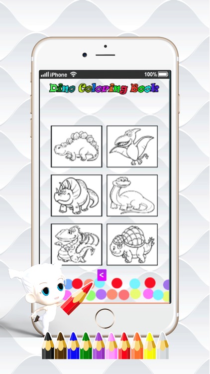 Dino Paint Drawing Color : Cute Caricature Art Idea Pages For Kids