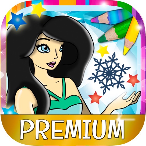 Paint magic ice princesses – coloring book for girls - Premium icon