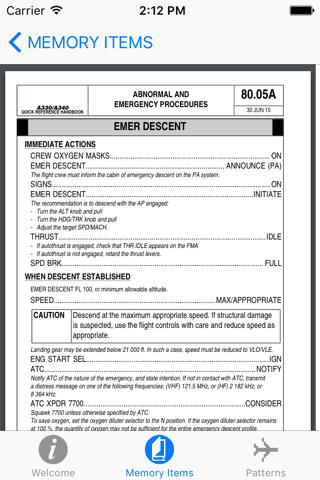 Airbus A330 Abnormal And Emergency Procedures Memory Items screenshot 3