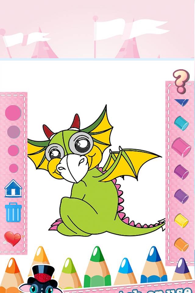 Dragon Drawing Coloring Book - Cute Caricature Art Ideas pages for kids screenshot 3