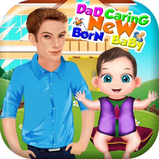 Dad Caring Newborn Baby iOS App