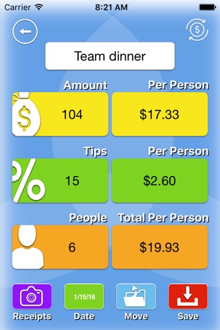 Tipeyo - calculate your tips and save your receipts screenshot 2