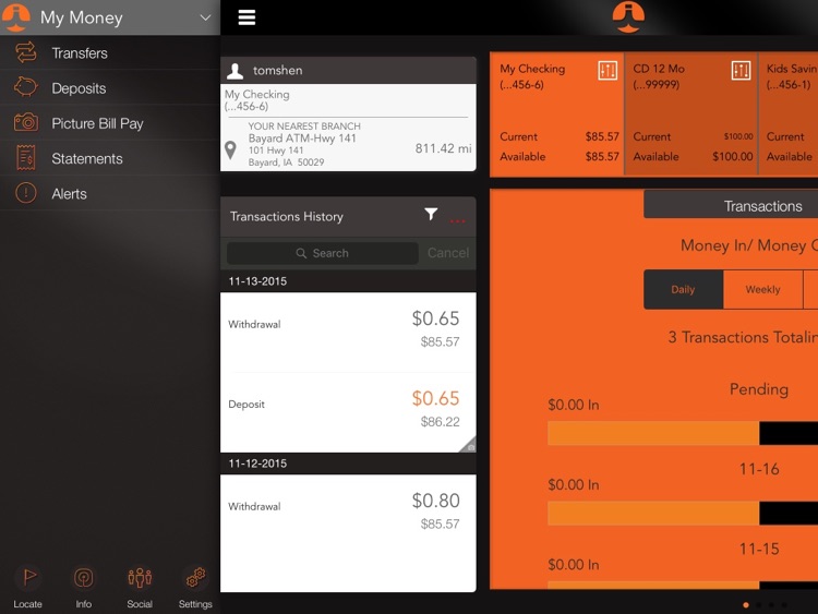 Iowa Savings Bank Mobile Banking for iPad