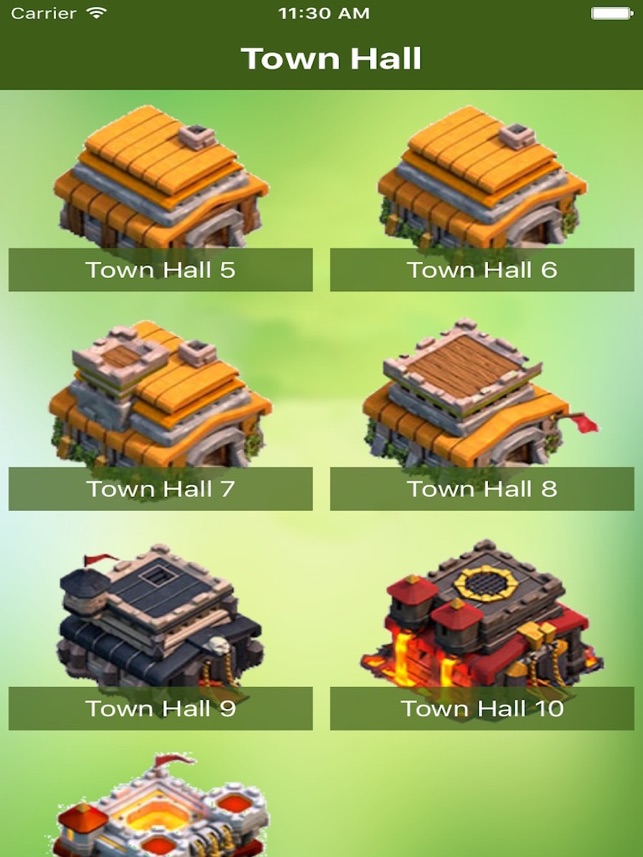 clash of clans all town halls