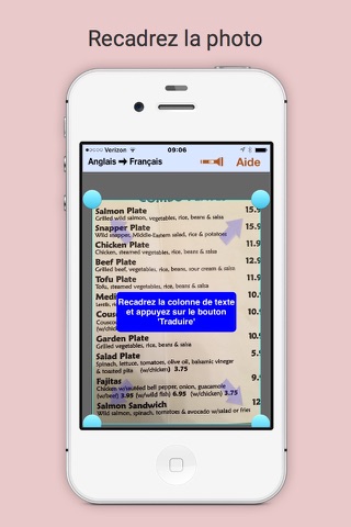 Le Menu Dit traduit des menus de l'anglais vers le français sans connexion Internet screenshot 2