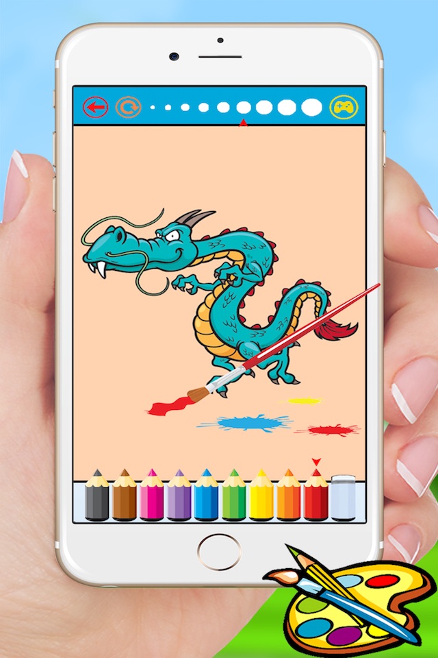 Dragon Dinosaur Coloring Book - Drawing for kids free games screenshot 3