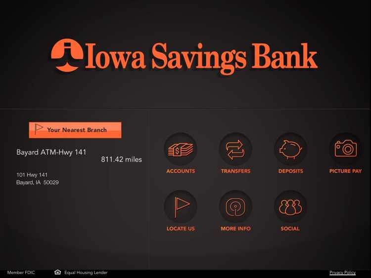 Iowa Savings Bank Mobile Banking for iPad