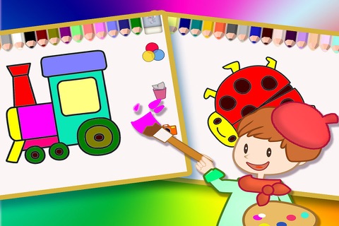 Coloring Book For Kids  - Make The Cartoon Animals, Plants or Vehicles Colorful screenshot 3