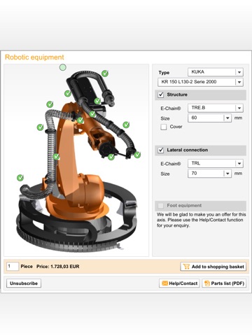 Robot equipment configurator screenshot 2
