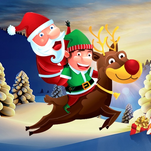 Santa Claus Ride on Reindeer Icon