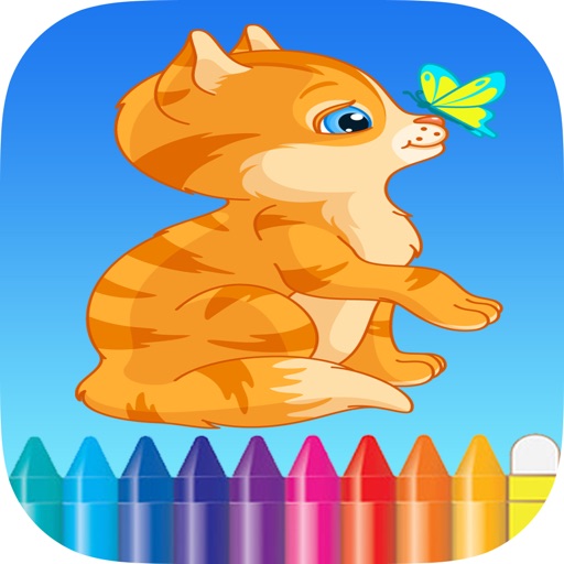 Drawing and Paint Cute Cartoon Cat. Educational Game for Kids