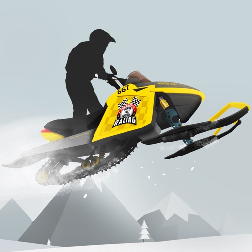 Snowmobile mountain trails hardcore racing icon