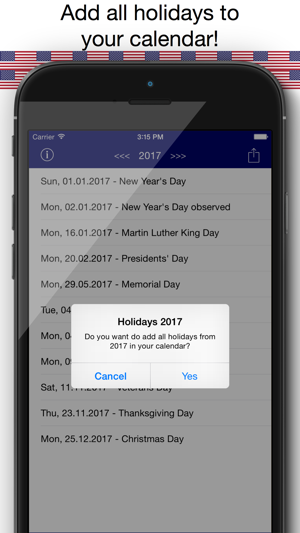 Holiday Calendar USA 2016 - Federal Public US Holidays for V(圖2)-速報App