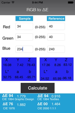 Delta E Multi Color Space Calc screenshot 3