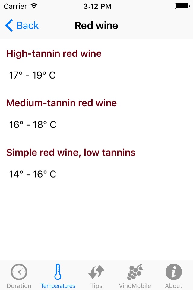 Wine Temperatures screenshot 4