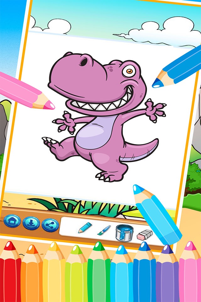 The Cute dinosaur Coloring book ( Drawing Pages ) - Good Activities Education Games For Kids App screenshot 3