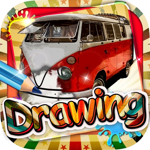 Drawing Desk Retro Cars : Draw and Paint  Coloring Books Edition Free icon