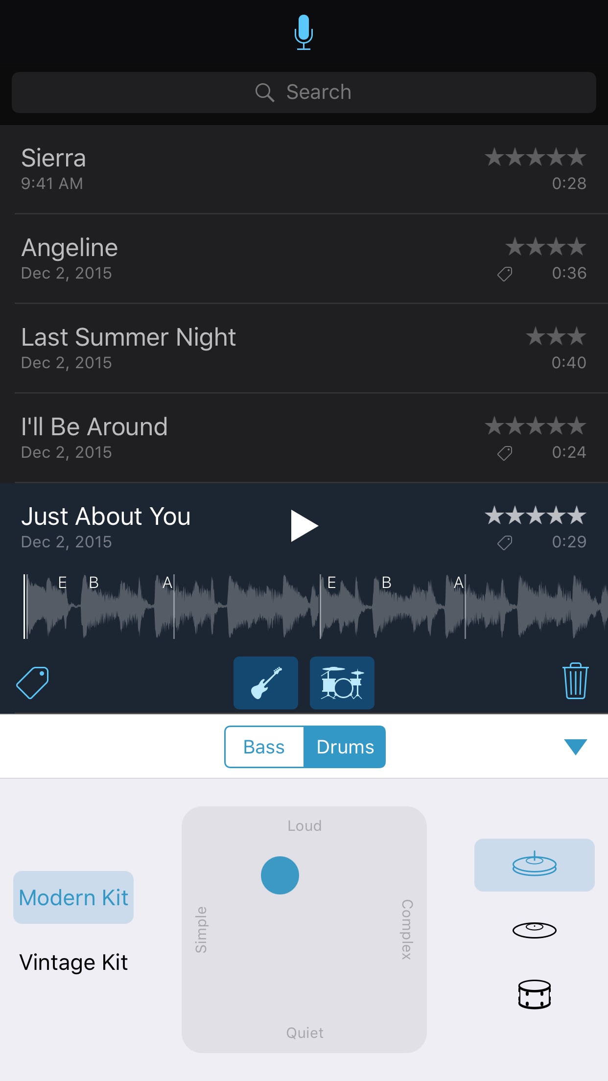 Screenshot do app Ideias Musicais