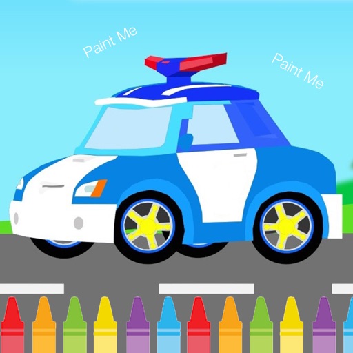 Preschool Kids Coloring Game For Robocar poli Edition Icon