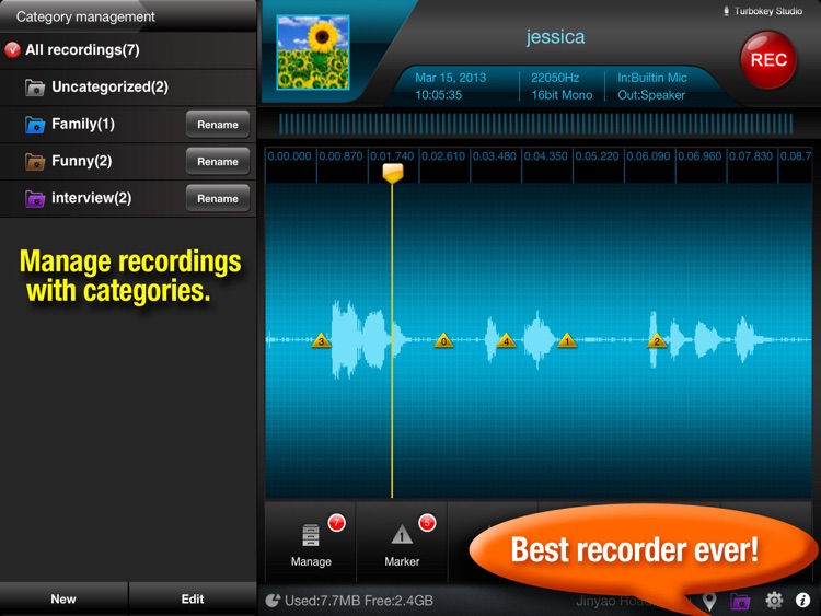 Recorder Plus - voice recorder & audio editor HD screenshot-3
