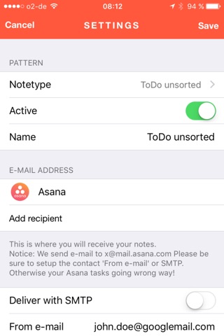 tabsana - fastest way to push tasks to asana, wunderlist, producteev or e-mail screenshot 2