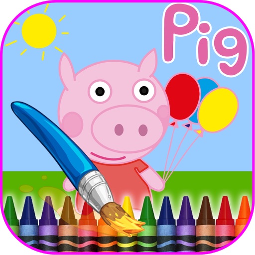 Coloring Book Pig For Kids Icon