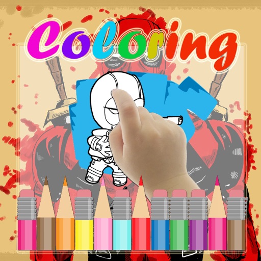 Paint Kids Coloring Book Red Black Hero Icon
