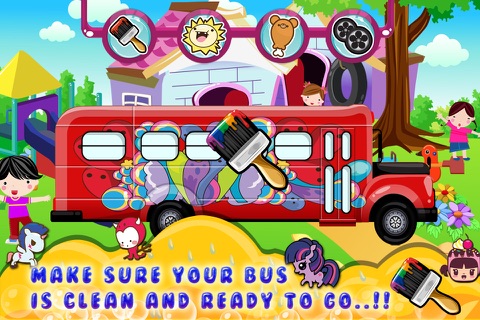 Kids School Bus Washing spa games screenshot 4