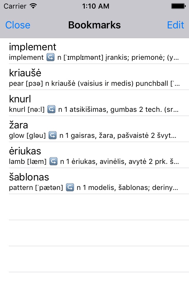 Anglonas - the English-Lithuanian dictionary screenshot 4