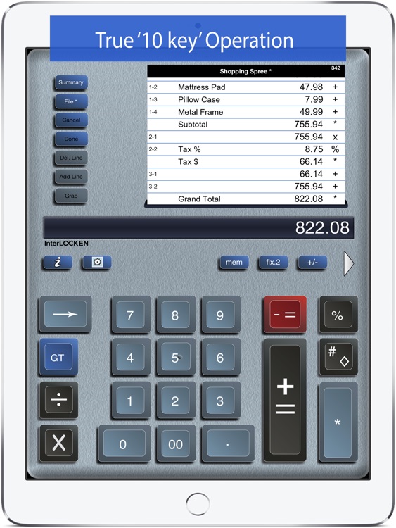 Adding Machine 10Key for iPad screenshot-0