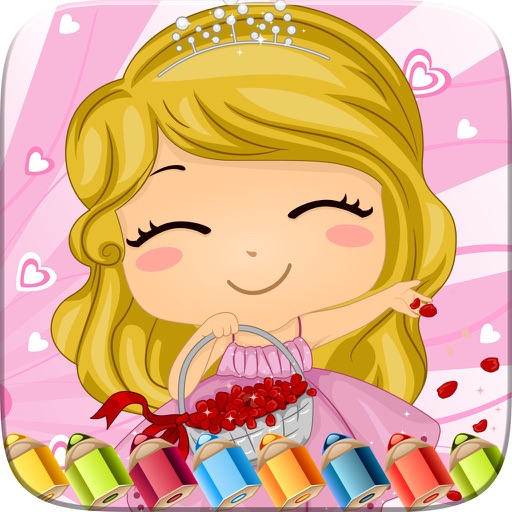 Sweet Little Girl Coloring Book Art Studio Paint and Draw Kids Game Valentine Day iOS App
