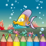 Libro para colorear la vida bajo el agua para niños aprender a dibujar sirena, pirata, tortugas, peces. Gratis, nuevo, educativo, para el jardín de infantes, preescolar y la escuela Underwater  sea animal Coloring Book for Kids