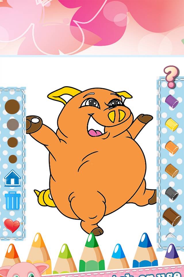 Pig Drawing Coloring Book - Cute Caricature Art Ideas pages for kids screenshot 3