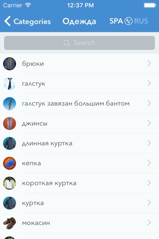 Visual Dictionary — español–ruso diccionario ilustrado con traducción y pronunciación screenshot 4